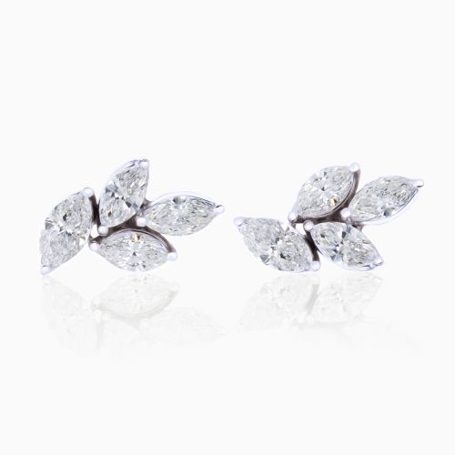 Lab-grown Marquise-cut Diamond Fashion Stud Earrings, 14k White Gold