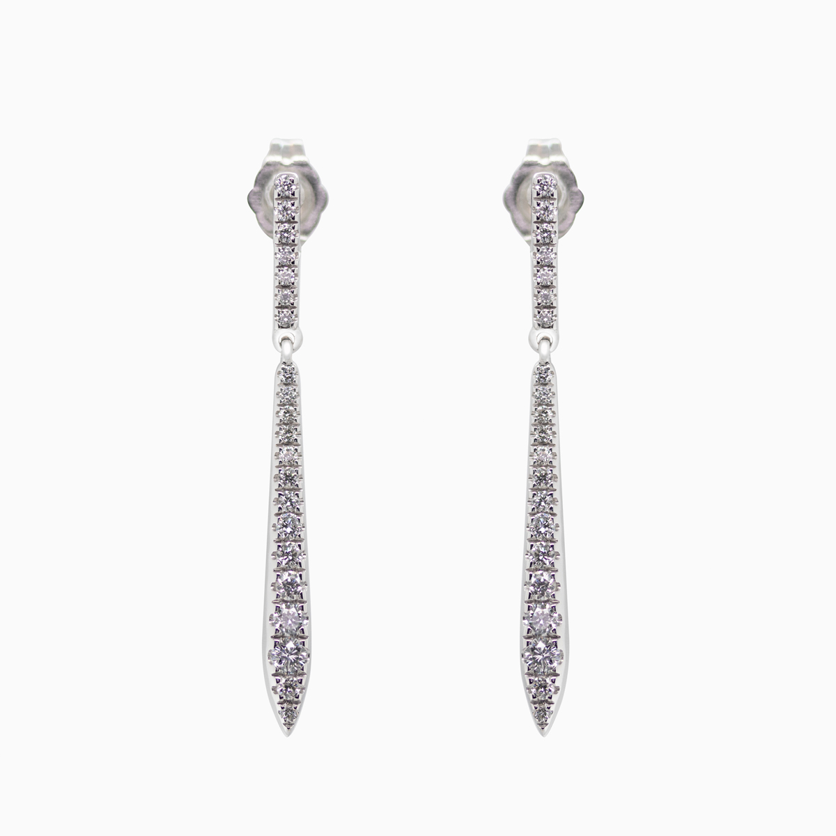 Diamond Bar Dangle Earrings, 14k White Gold