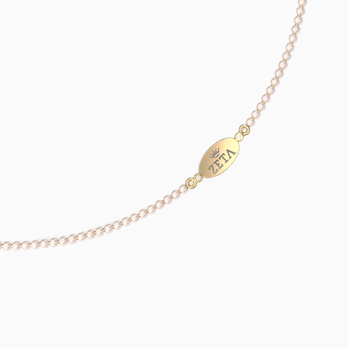 Dino Lonzano Sorority Oval Necklace with Diamonds, 14k Gold