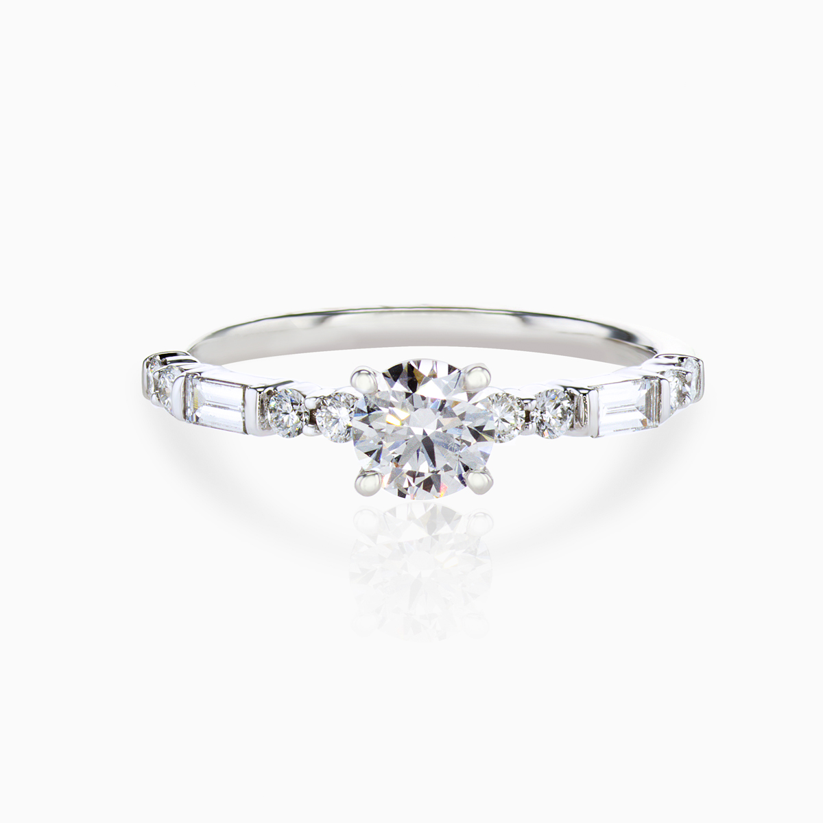 Lab-grown Diamond Accented Engagement Ring, 14k White Gold