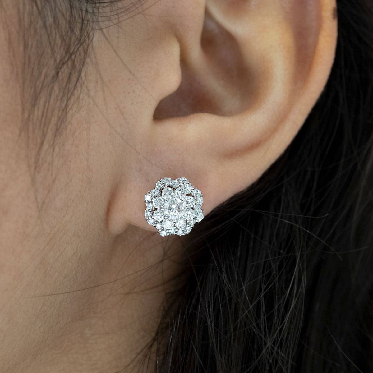 Lab-grown Diamond Fashion Stud Earrings, 1.33-Carat, 14k White Gold