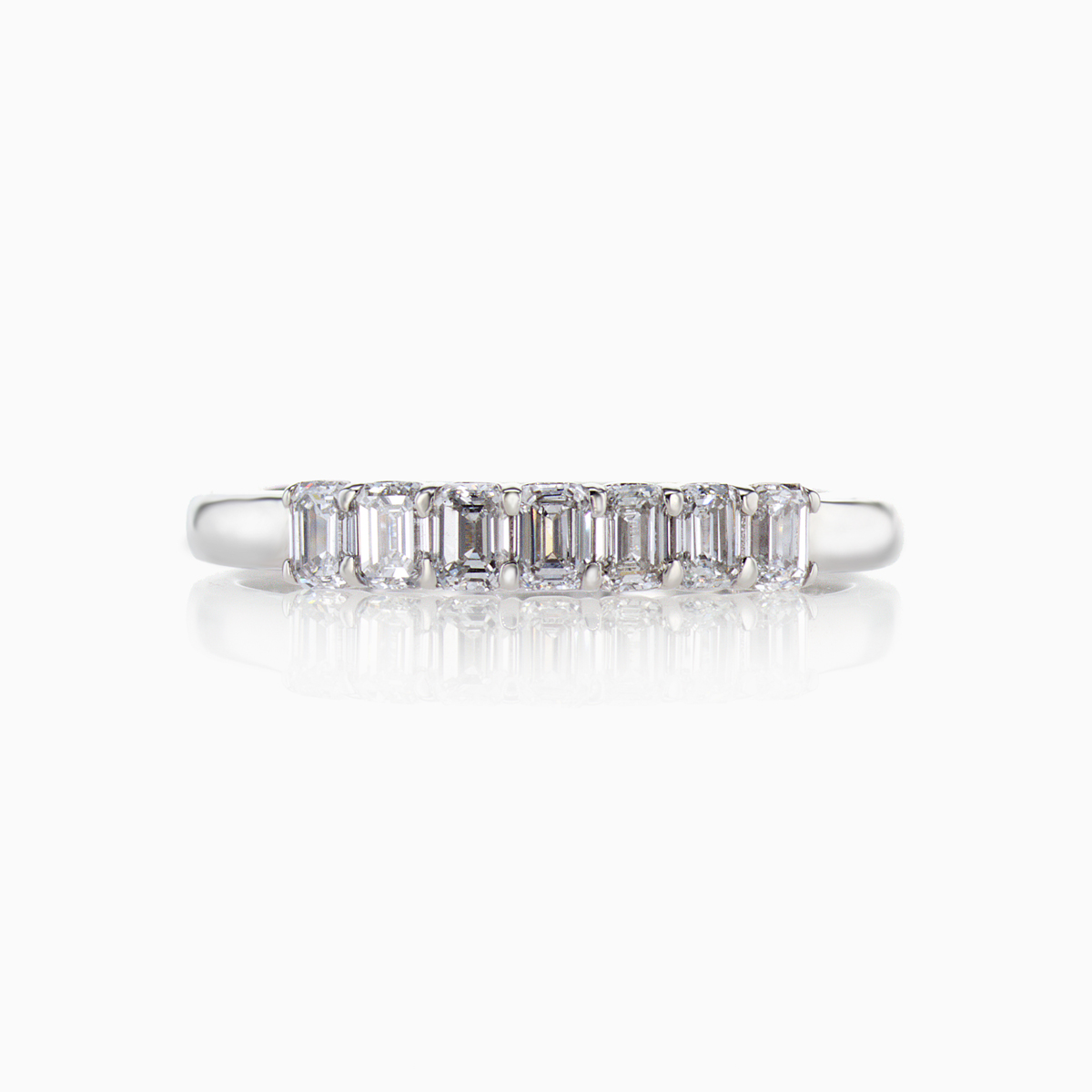 Lab-grown Emerald-cut Diamonds Wedding Band, 14k White Gold