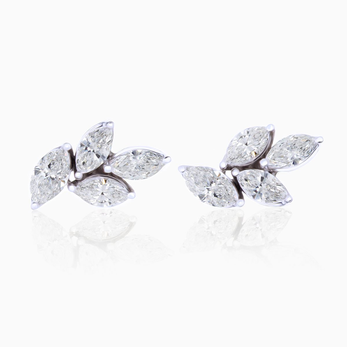 Lab-grown Marquise-cut Diamond Fashion Stud Earrings, 14k White Gold