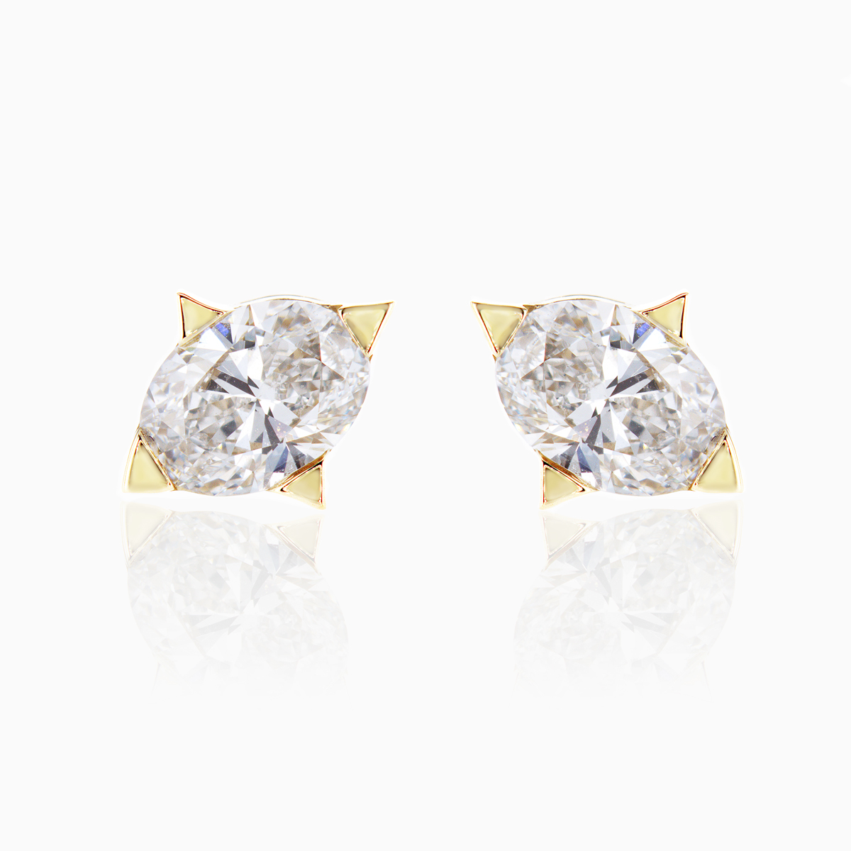 Lab-grown Oval Diamond Fashion Stud Earrings, 14k Yellow Gold