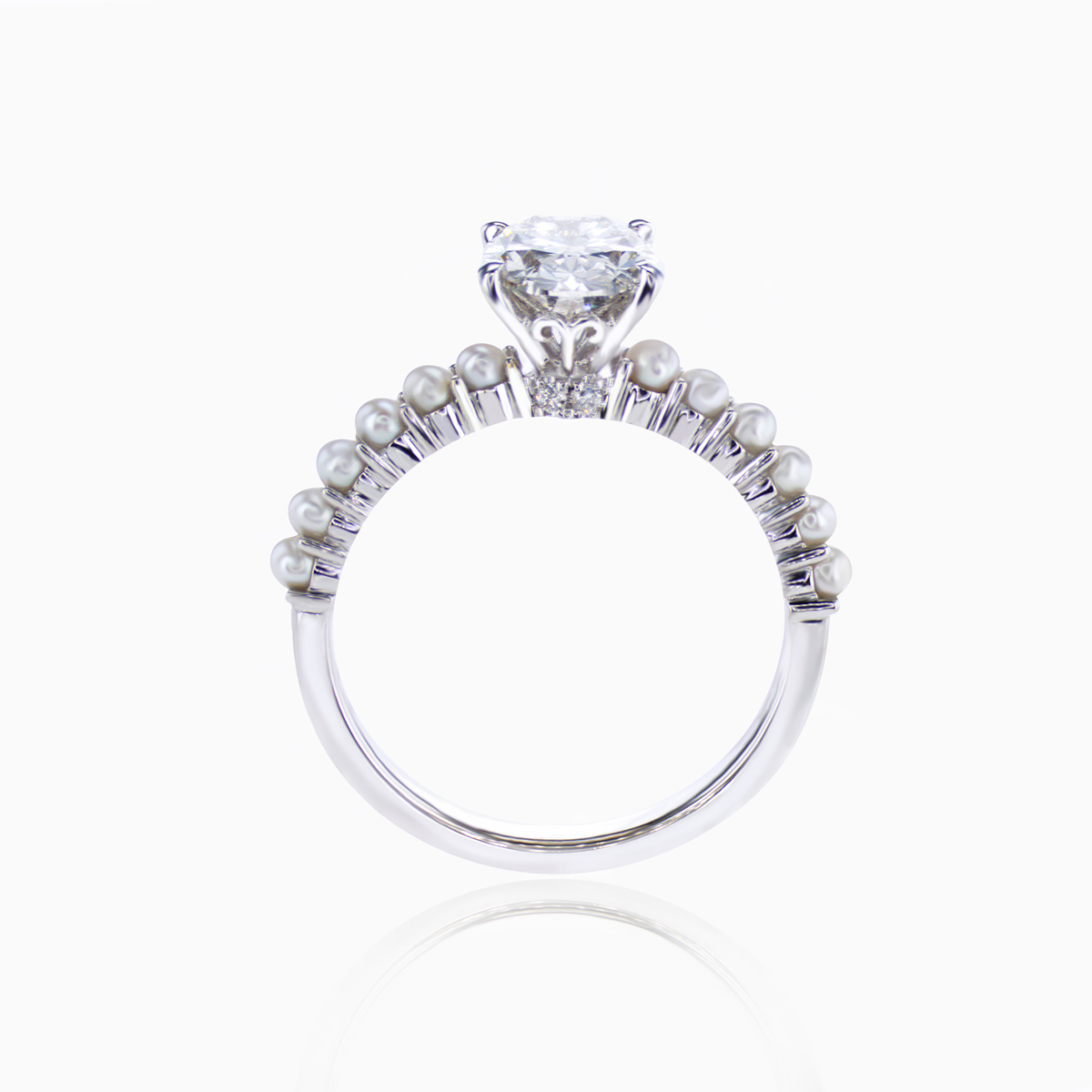 1.44ct Lab-Grown Diamond Engagement Ring with Elegant Pearl Accents