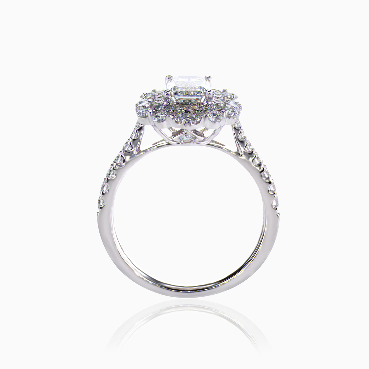 1.06ct Lab-Grown Diamond Double Halo Engagement Ring,14k White Gold