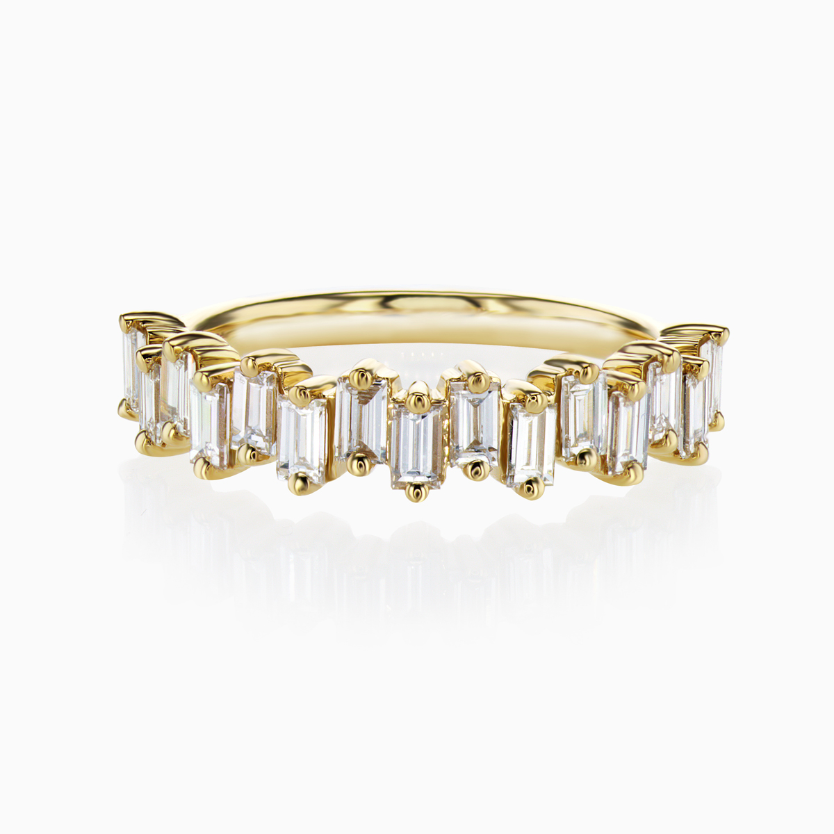 Lab-grown Emerald Cut Diamond Anniversary Band, 18k Yellow Gold