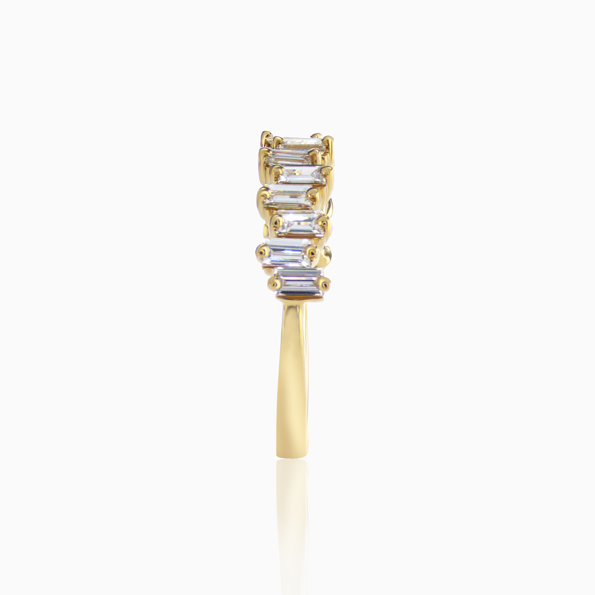 Lab-grown Emerald Cut Diamond Anniversary Band, 18k Yellow Gold