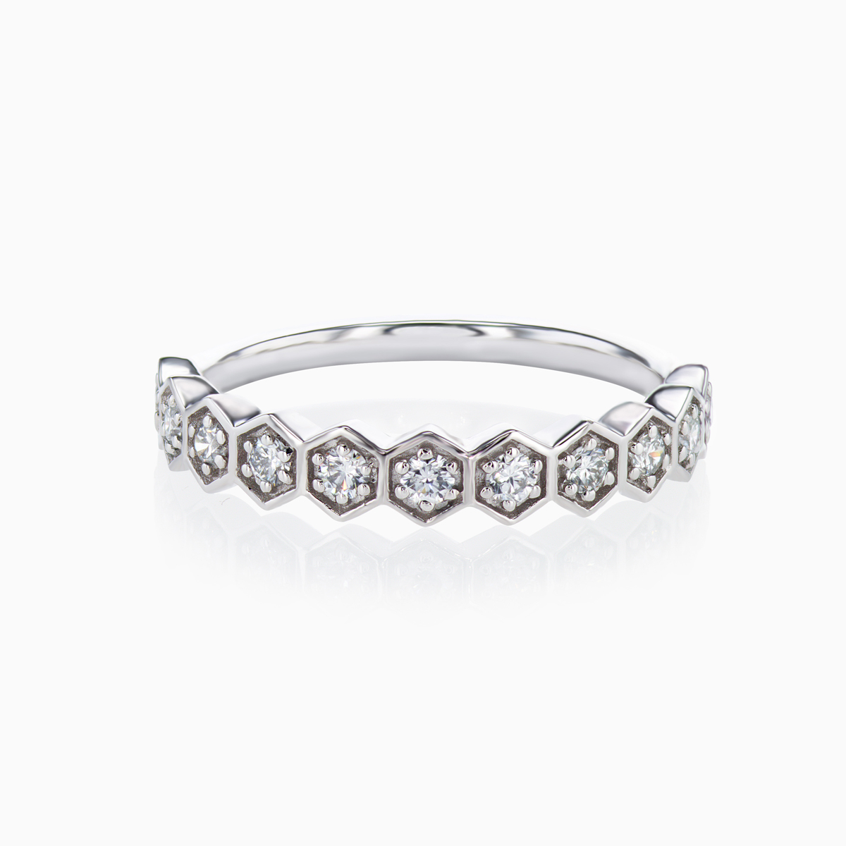 Vintage-inspired Lab-grown Diamond Band, 18k White Gold