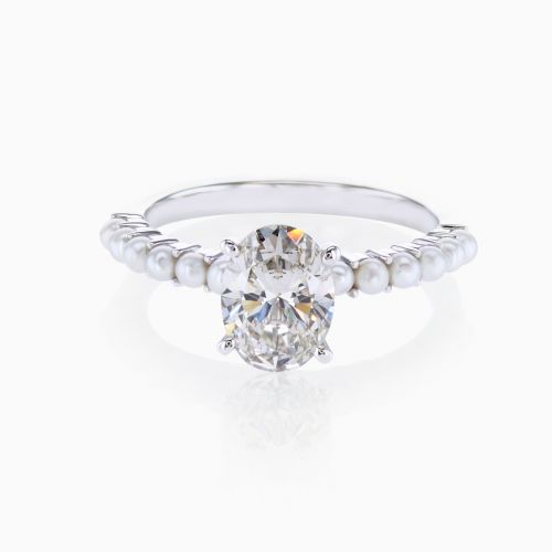 1.44ct Lab-Grown Diamond Engagement Ring with Elegant Pearl Accents