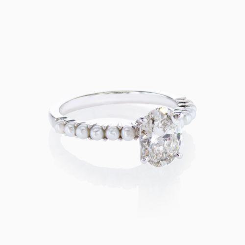 1.44ct Lab-Grown Diamond Engagement Ring with Elegant Pearl Accents