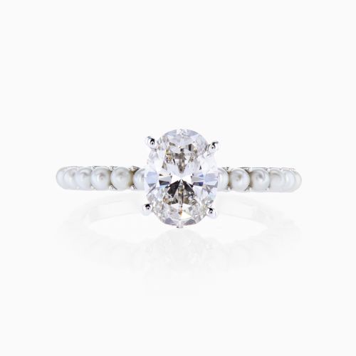 1.44ct Lab-Grown Diamond Engagement Ring with Elegant Pearl Accents