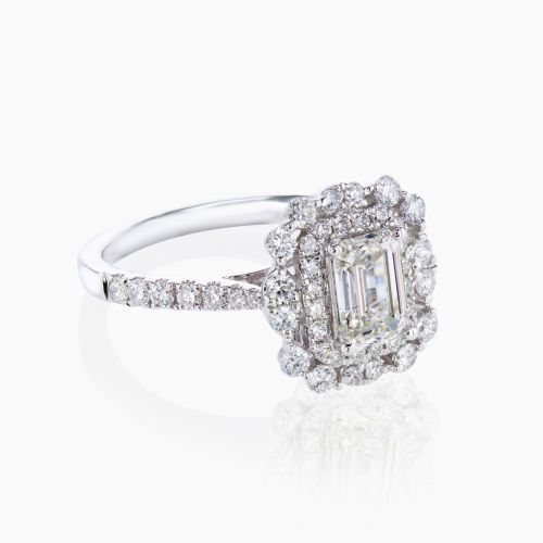 1.06ct Lab-Grown Diamond Double Halo Engagement Ring,14k White Gold