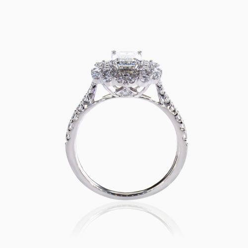 1.06ct Lab-Grown Diamond Double Halo Engagement Ring,14k White Gold