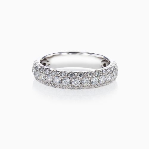 Lab-grown Diamond Triple Row Wedding Band, 18k White Gold