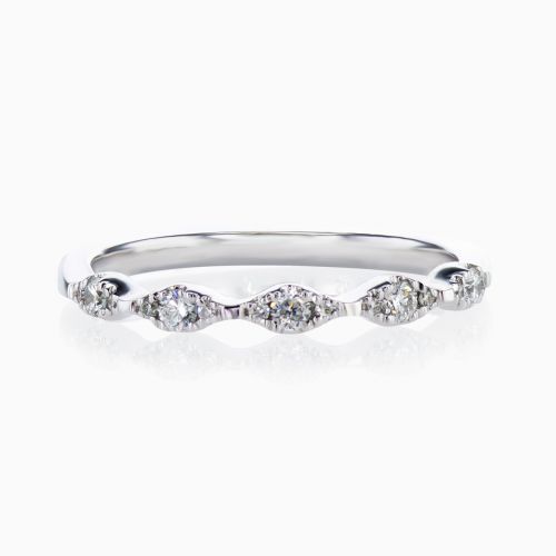 Lab-grown Diamond Scalloped Wedding Band, 18k White Gold