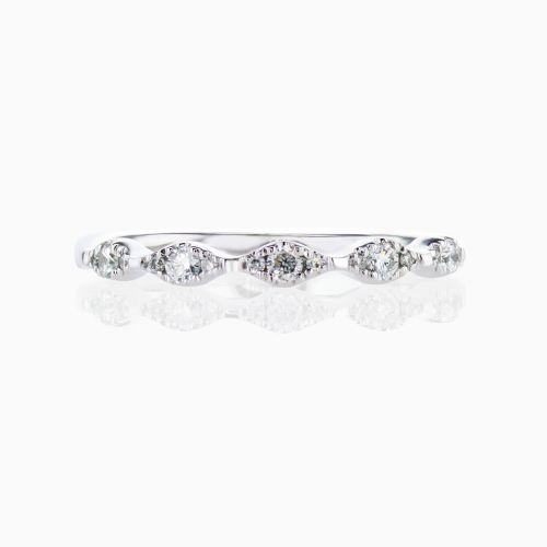 Lab-grown Diamond Scalloped Wedding Band, 18k White Gold