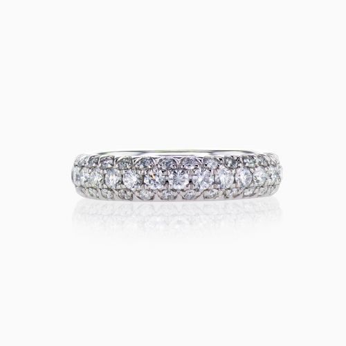 Lab-grown Diamond Triple Row Wedding Band, 18k White Gold