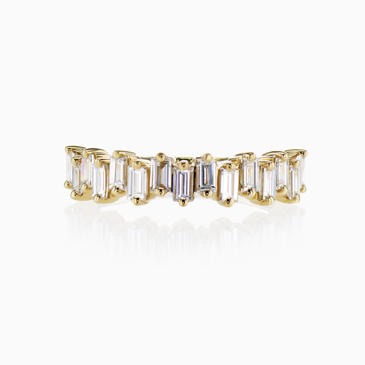 Lab-grown Emerald Cut Diamond Anniversary Band, 18k Yellow Gold