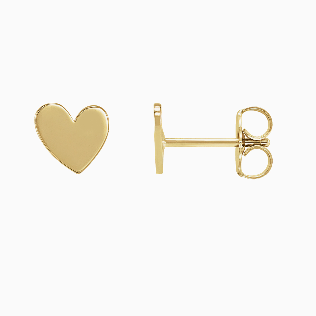 Asymmetrical Heart Stud Earrings, 14k Yellow Gold