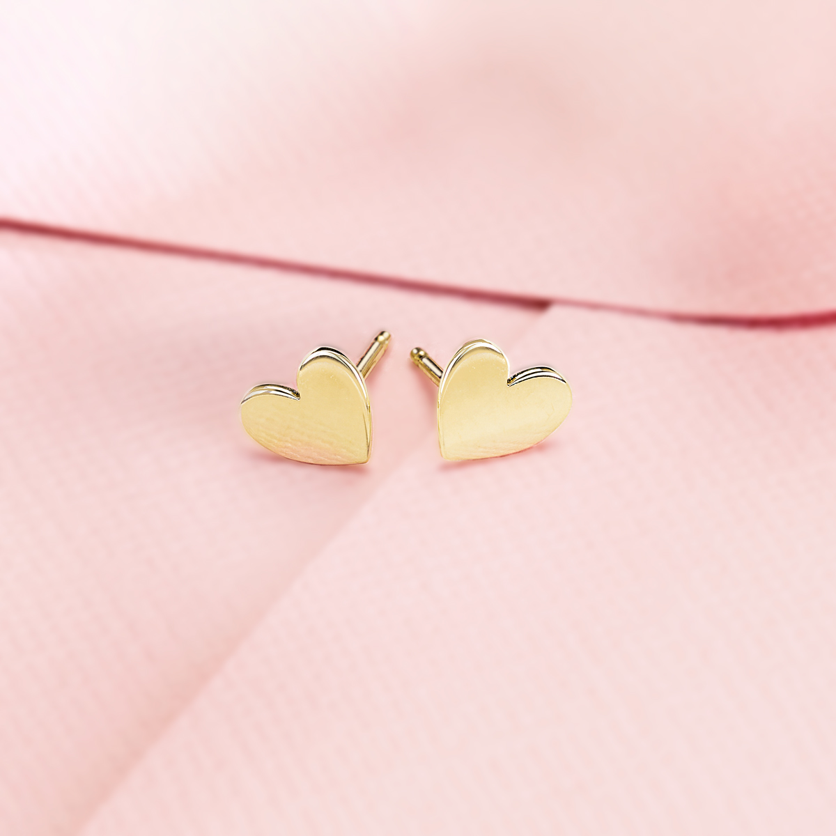 Asymmetrical Heart Stud Earrings, 14k Yellow Gold