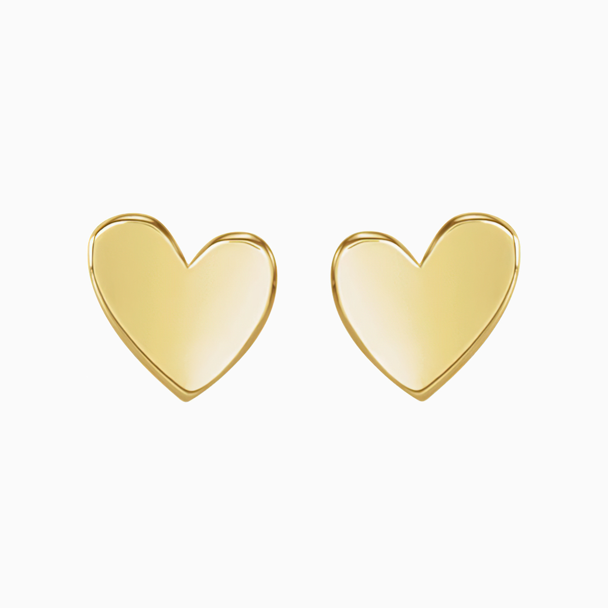Asymmetrical Heart Stud Earrings, 14k Yellow Gold