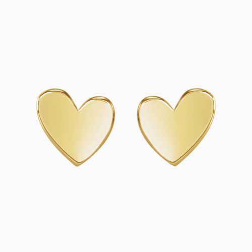 Asymmetrical Heart Stud Earrings, 14k Yellow Gold