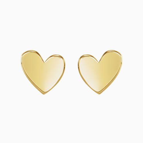 Asymmetrical Heart Stud Earrings, 14k Yellow Gold