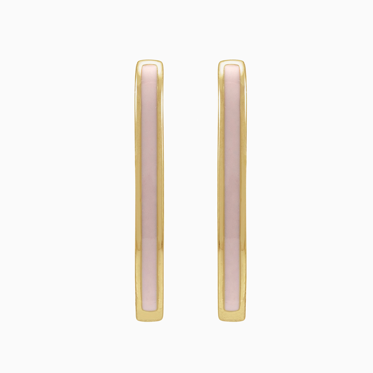 Pink Enameled Hoop Earrings, 14k Yellow Gold