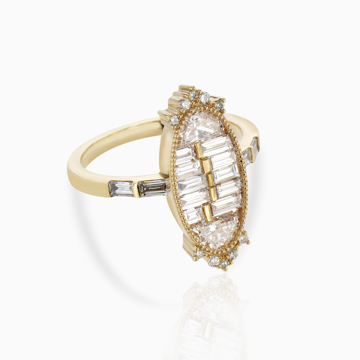 Lab-grown Diamond Mosaic Ring, 14k Yellow Gold