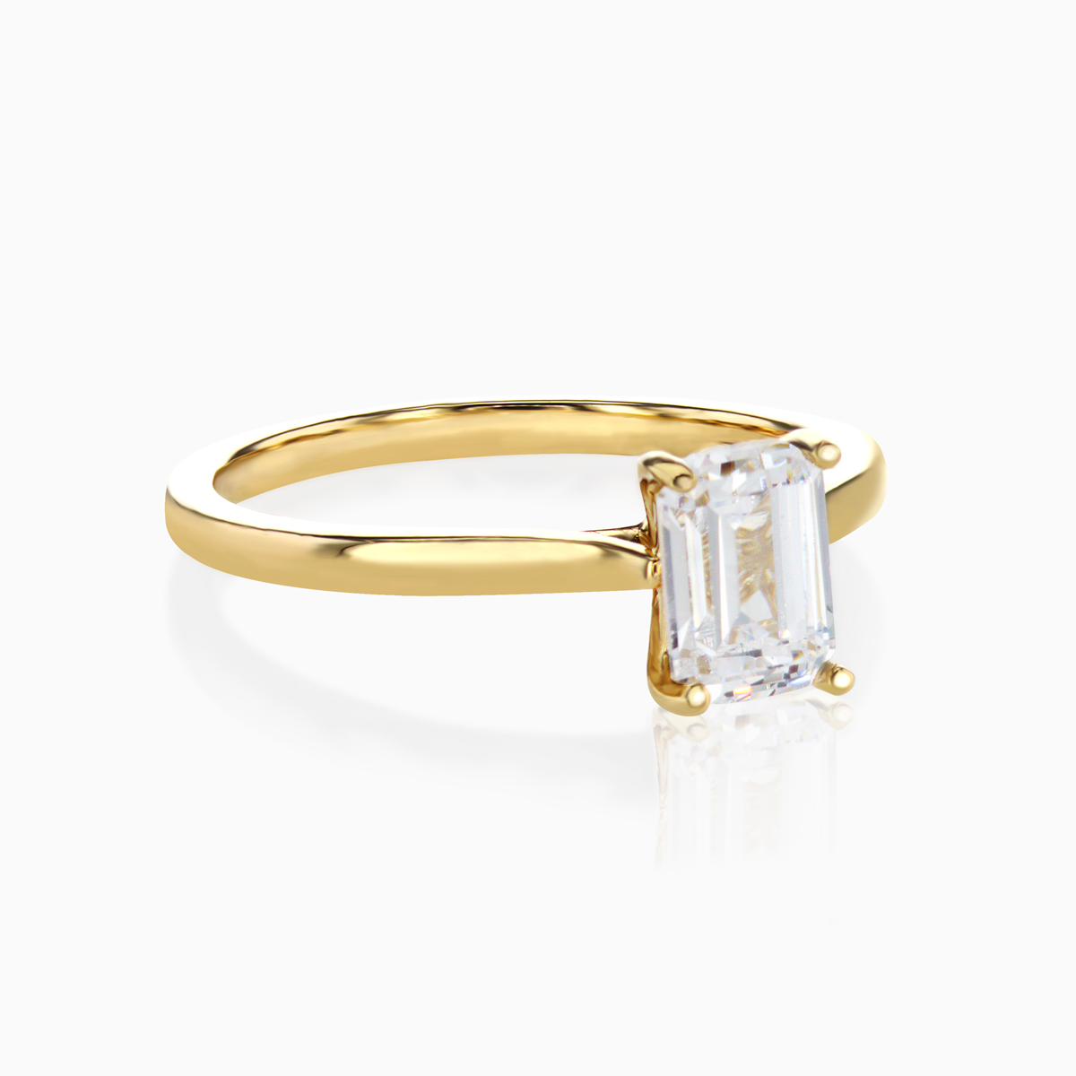 1.50-Carat Lab-grown Emerald Diamond Solitaire Ring, 14k Gold