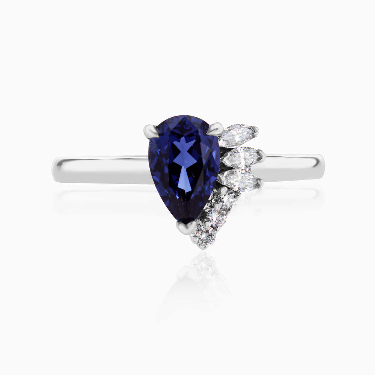 Unique Lab-grown Blue Sapphire and Diamond Engagement Ring