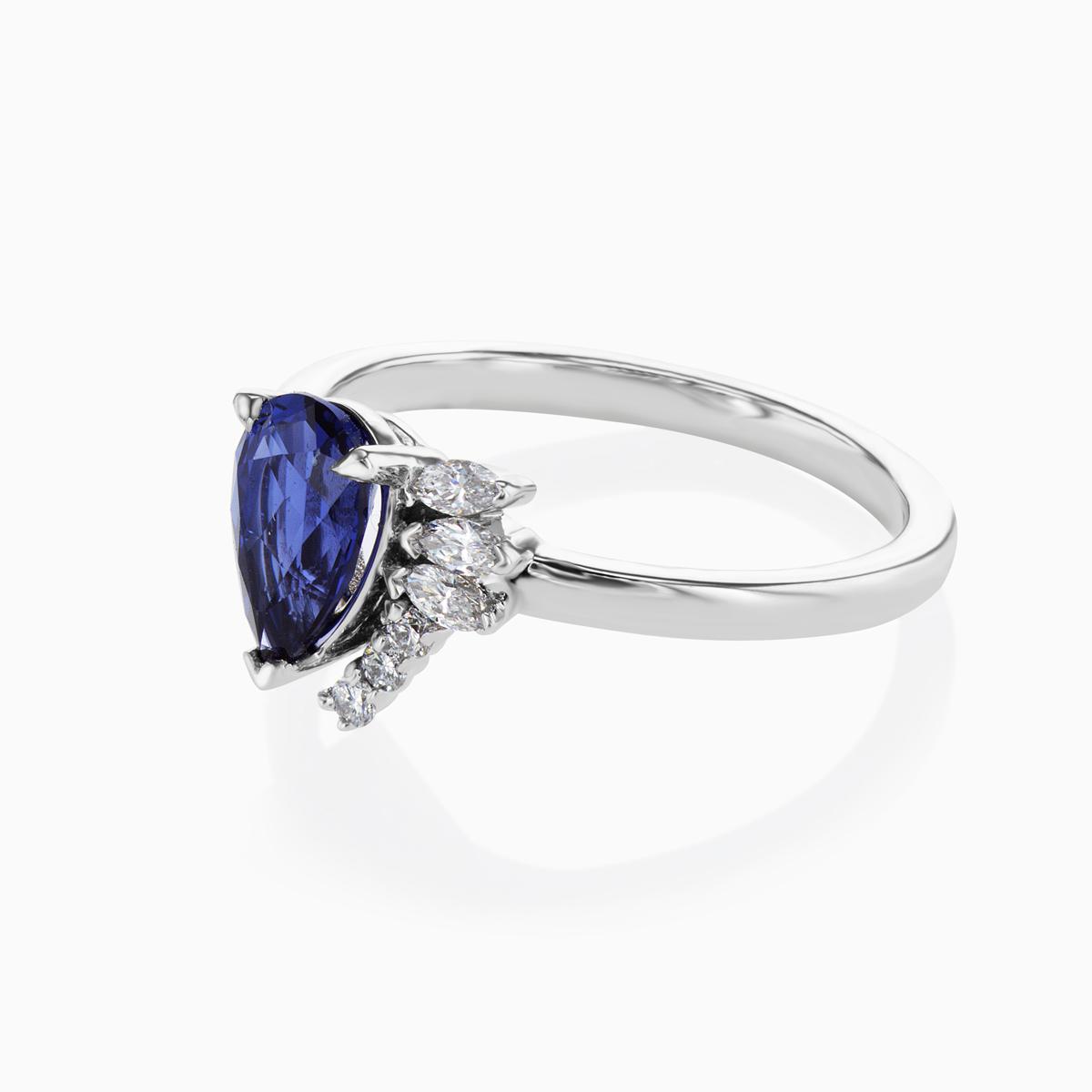 Unique Lab-grown Blue Sapphire and Diamond Engagement Ring