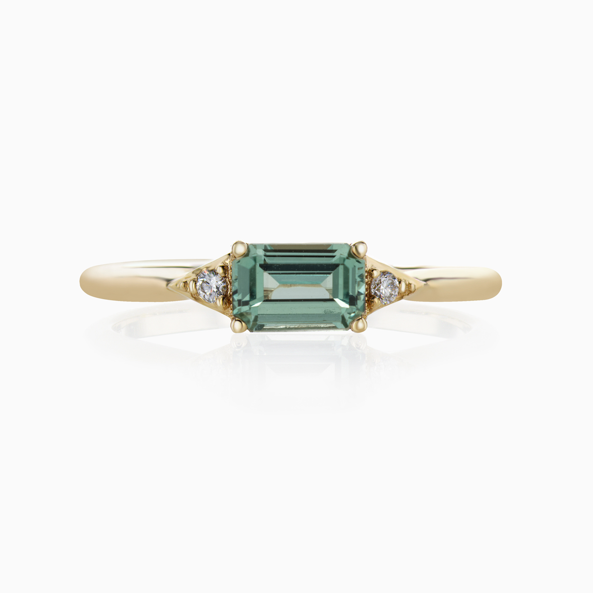 Minimalist Lab-grown Teal Sapphire and Diamond Engagement Ring