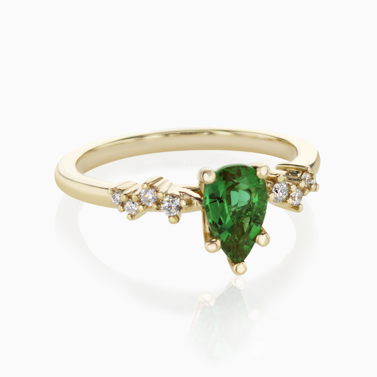 Diamond Accented Lab-grown Emerald Engagement Ring