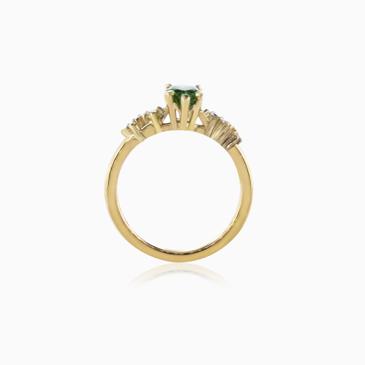 Diamond Accented Lab-grown Emerald Engagement Ring