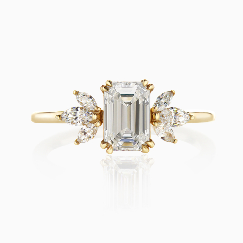 Floral-Inspired Engagement Ring with 1-Carat Lab-Grown Emerald Cut Diamond
