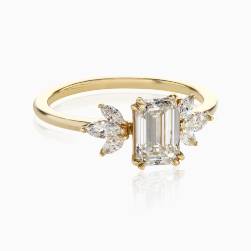 Floral-Inspired Engagement Ring with 1-Carat Lab-Grown Emerald Cut Diamond