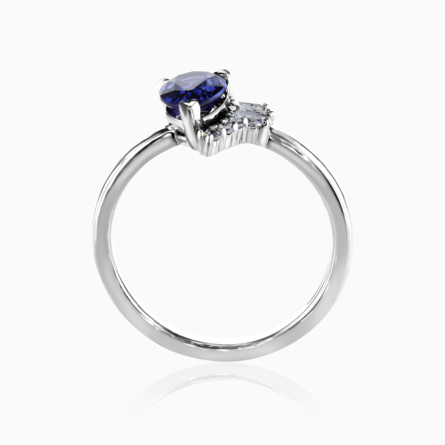 Unique Lab-grown Blue Sapphire and Diamond Engagement Ring