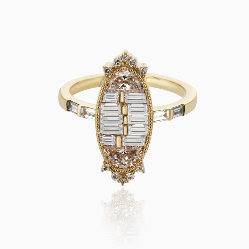 Lab-grown Diamond Mosaic Ring, 14k Yellow Gold