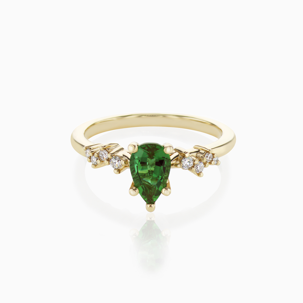 Diamond Accented Lab-grown Emerald Engagement Ring