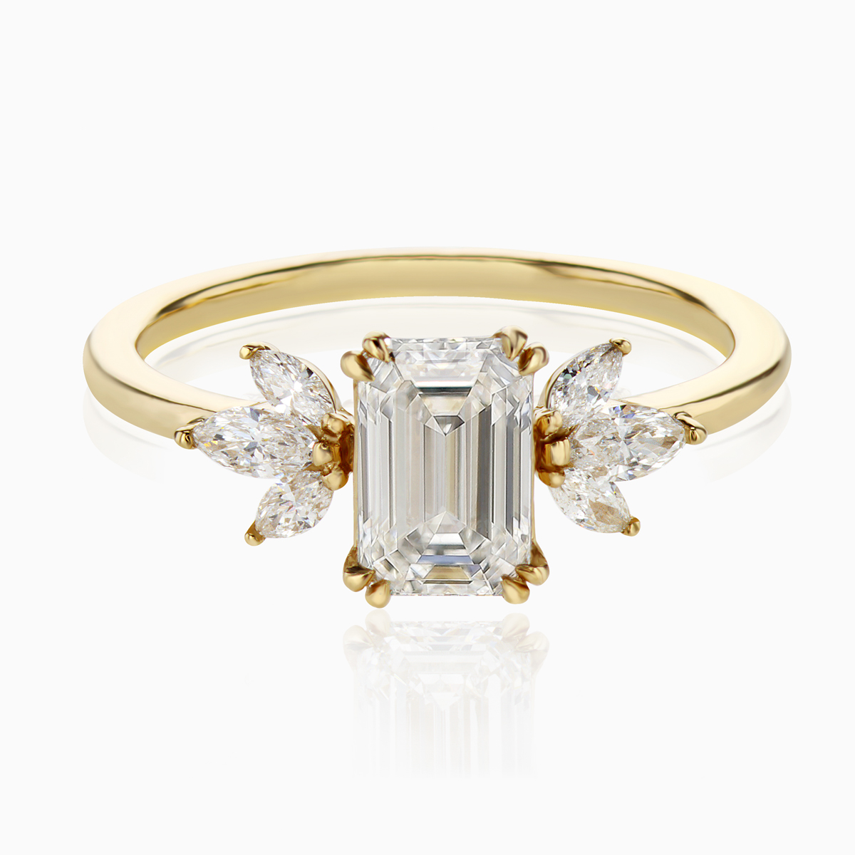 Floral-Inspired Engagement Ring with 1-Carat Lab-Grown Emerald Cut Diamond