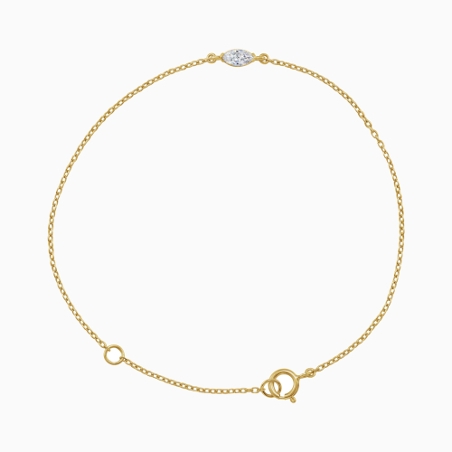 Lab-grown Marquise Diamond Accented Link Bracelet, 14k Gold