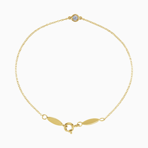 Natural Diamond Accented Link Bracelet with Flap Motifs, 14k Gold