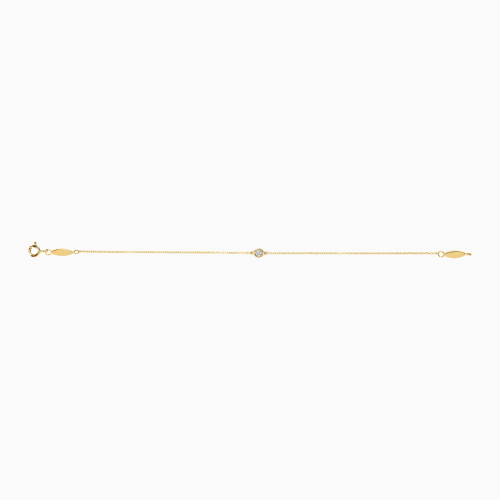 Natural Diamond Accented Link Bracelet with Flap Motifs, 14k Gold