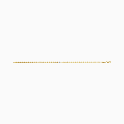 Natural Diamond accented Cable Link Bracelet, 14k Yellow Gold