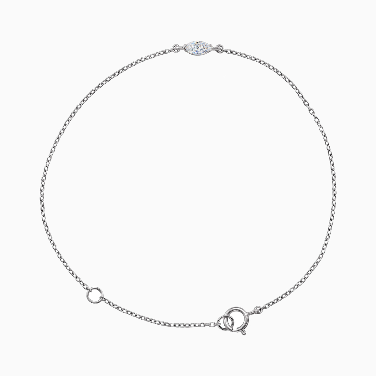 Lab-grown Marquise Diamond Accented Link Bracelet, 14k Gold