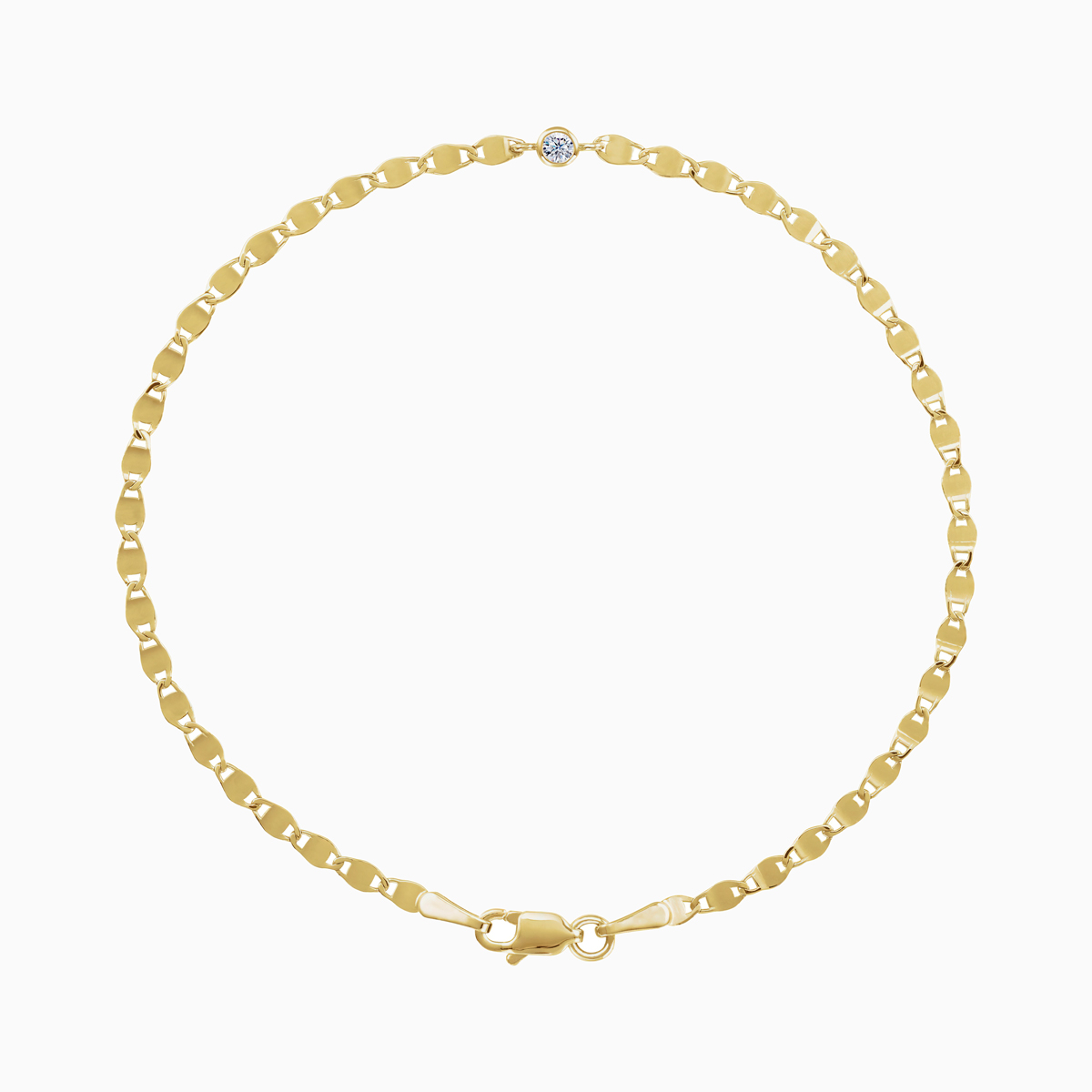 Natural Diamond accented Cable Link Bracelet, 14k Yellow Gold