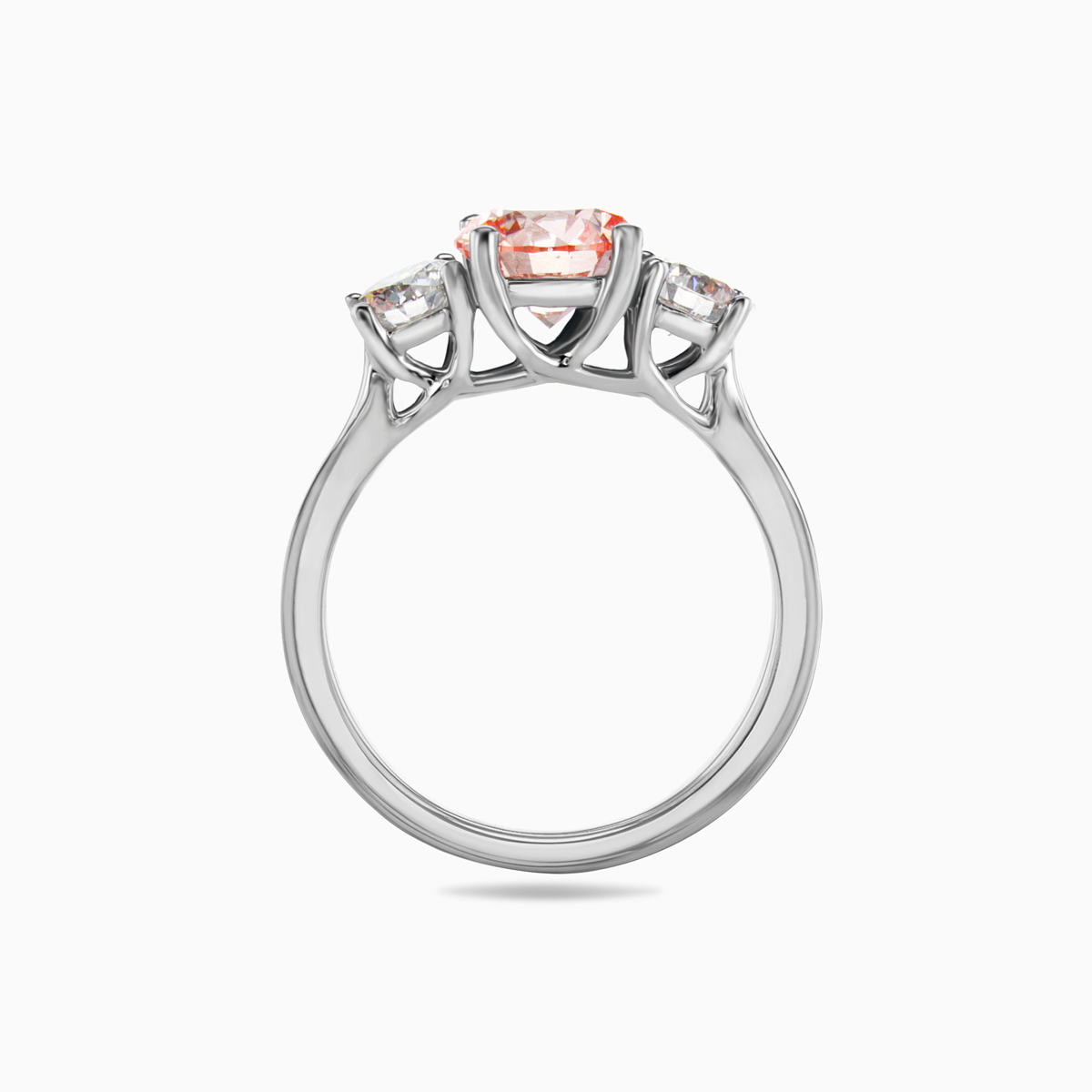 Pink Lab-Grown Diamond Three-Stone Ring, 14k White Gold