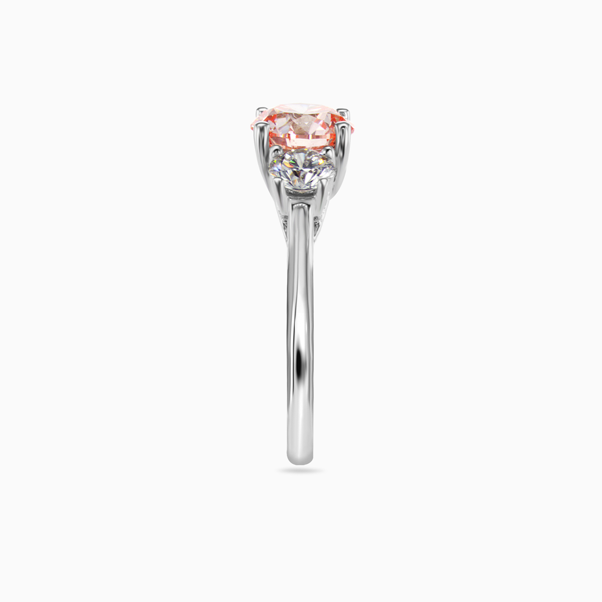 Pink Lab-Grown Diamond Three-Stone Ring, 14k White Gold